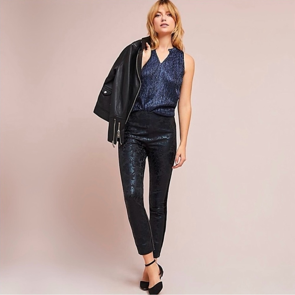 Anthropologie The Essential Skinny black floral tuxedo print